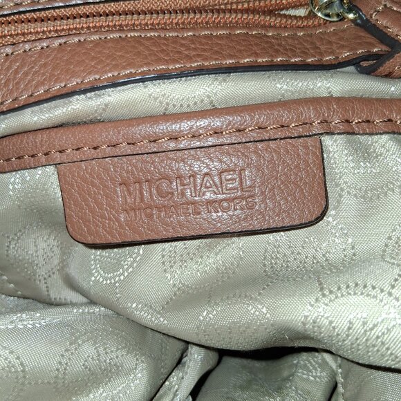Michael Kors Large Fulton Brown Caramel Leather Shoulder Bag - Picture 9 of 14